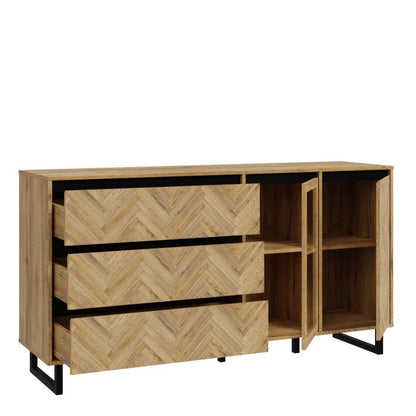 Buffet en chêne Spica/noir mat/chêne Bartex