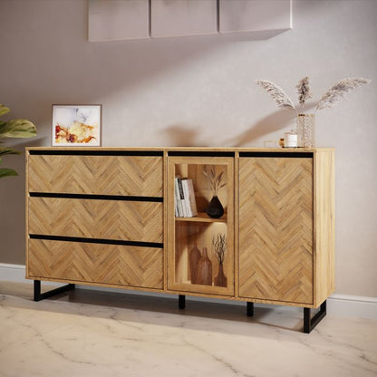 Buffet en chêne Spica/noir mat/chêne Bartex