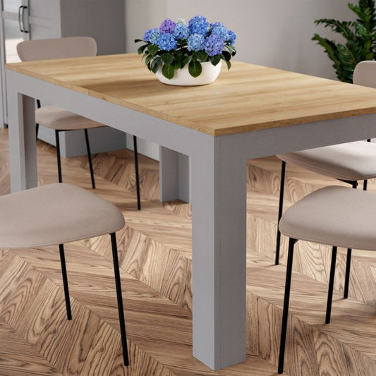 Table à manger extensible 160-207 cm en chêne Riviera/chêne gris