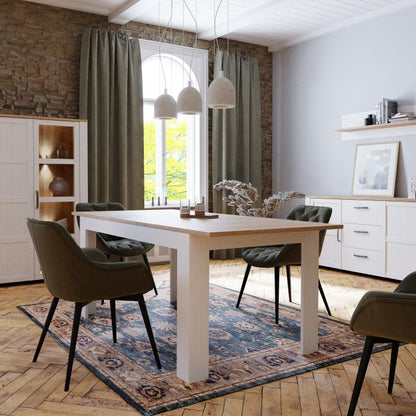 Table à manger extensible 160-207 cm en chêne Riviera/blanc