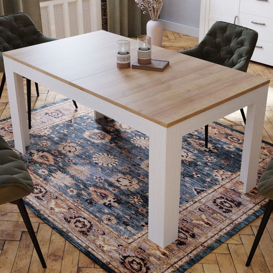 Table à manger extensible 160-207 cm en chêne Riviera/blanc
