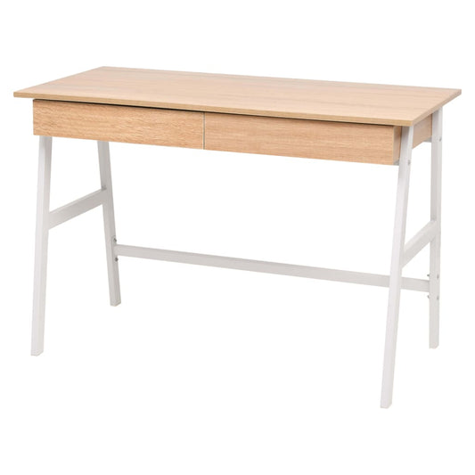 Bureau 110x55x75 cm Chêne et Blanc
