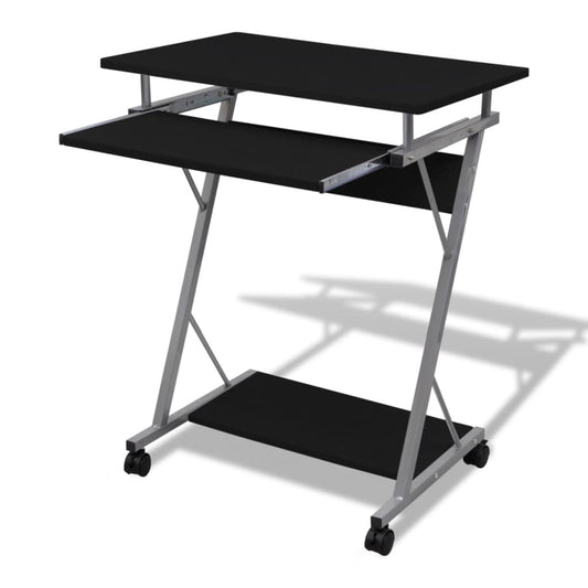 Bureau d'ordinateur compact avec plateau de clavier coulissant noir