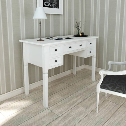 Bureau blanc avec 5 tiroirs
