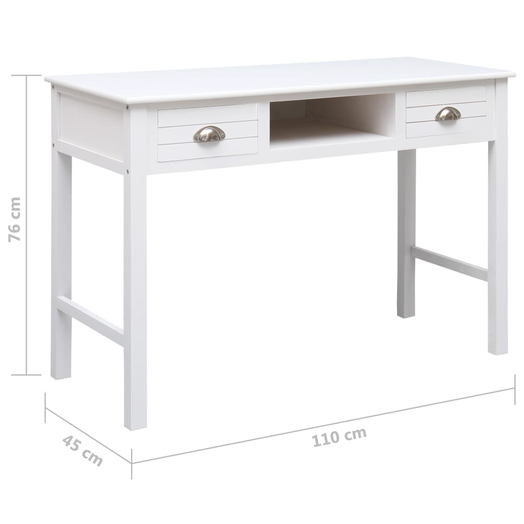 Writing Desk White 110x45x76 cm Wood