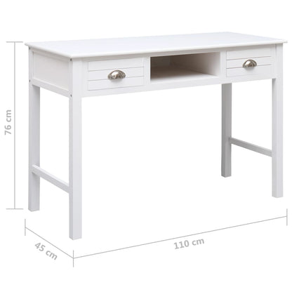 Writing Desk White 110x45x76 cm Wood