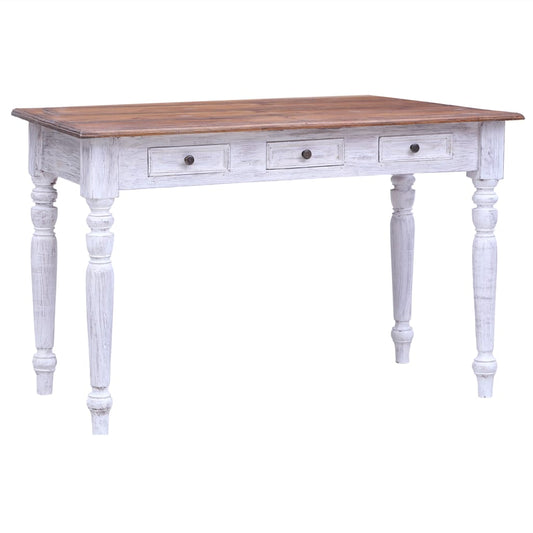 Bureau avec tiroirs Blanc 117x57x75 cm Bois de récupération massif