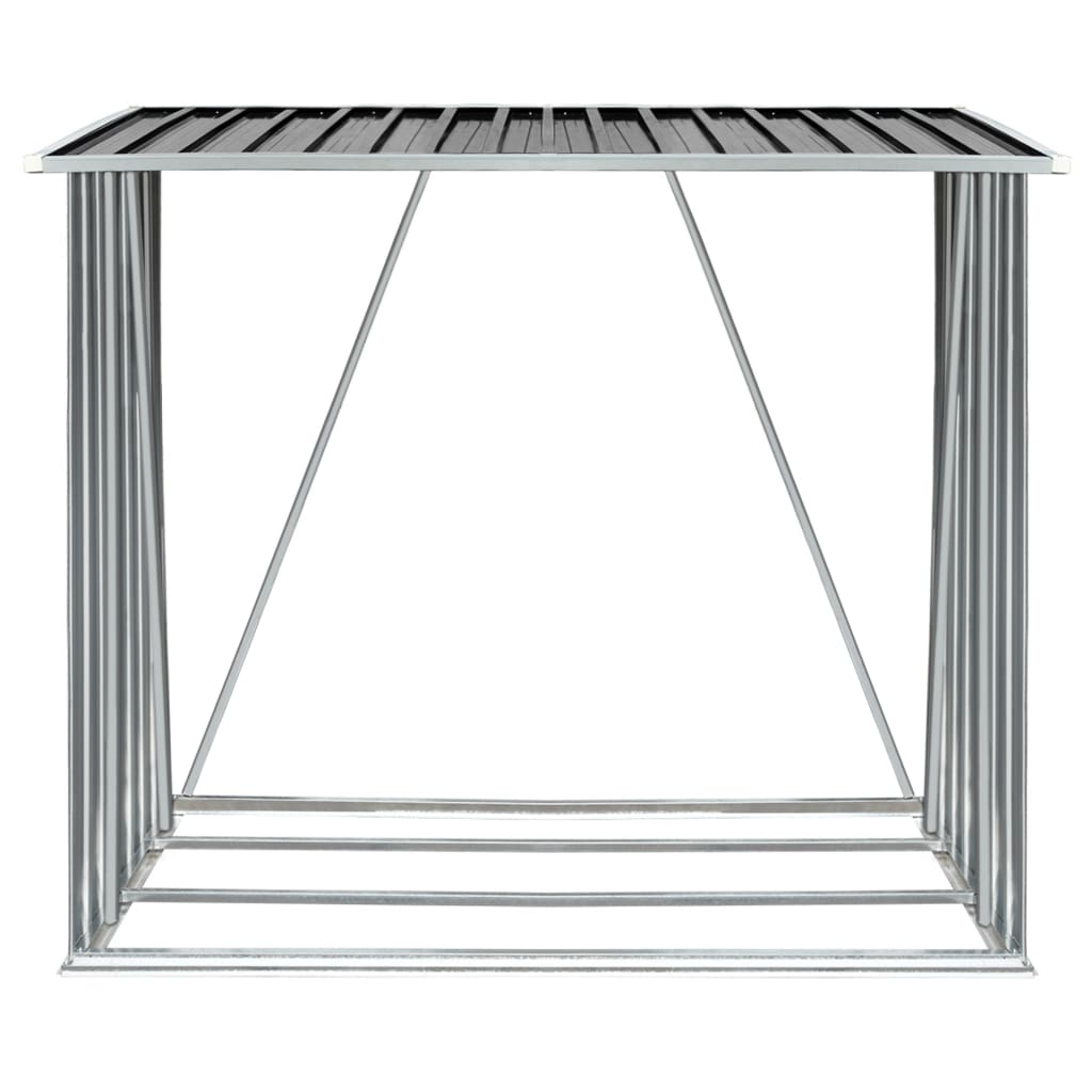 Garden Log Storage Shed Galvanised Steel 163X83X154 Cm