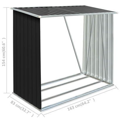 Garden Log Storage Shed Galvanised Steel 163X83X154 Cm