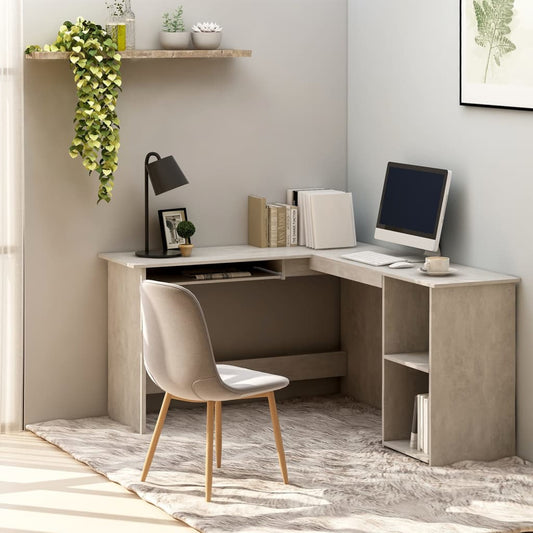 Bureau d'angle en L Gris béton 120x140x75 cm Bois composite