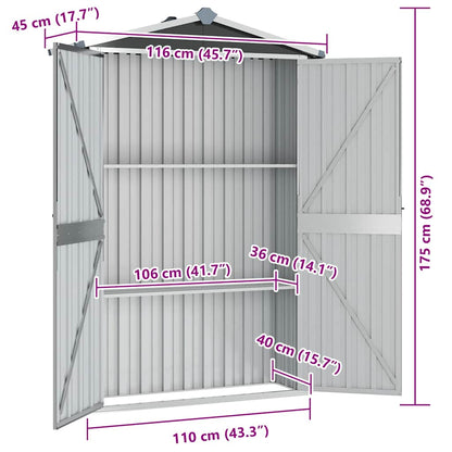 Garden Shed 116X45X175 Cm Galvanised Steel