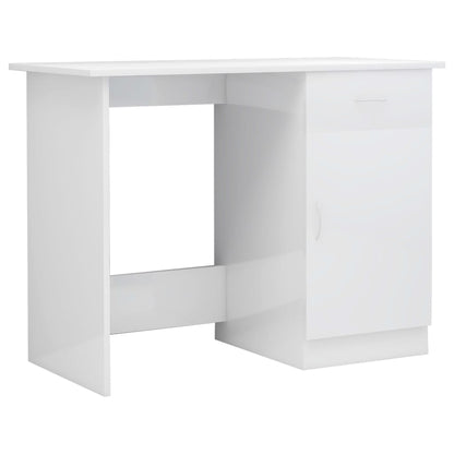 Desk High Gloss White 100x50x76 cm Engineered Wood