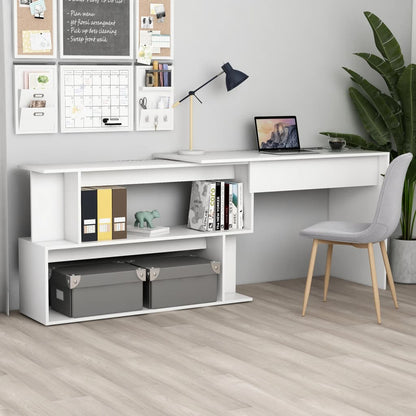 Bureau d'angle Blanc 200x50x76 cm Bois composite
