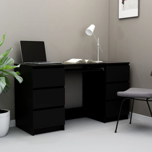 Escritorio de madera maciza color negro 140x50x77 cm