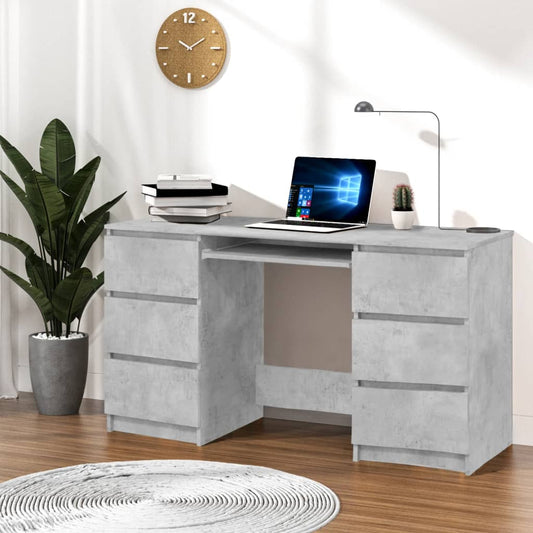 Bureau Béton Gris 140x50x77 cm Bois Contrecollé