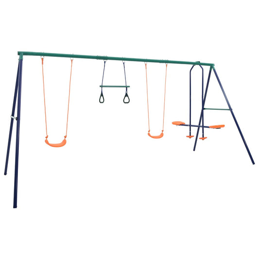 Portique avec anneaux de gymnastique et 4 sièges en acier