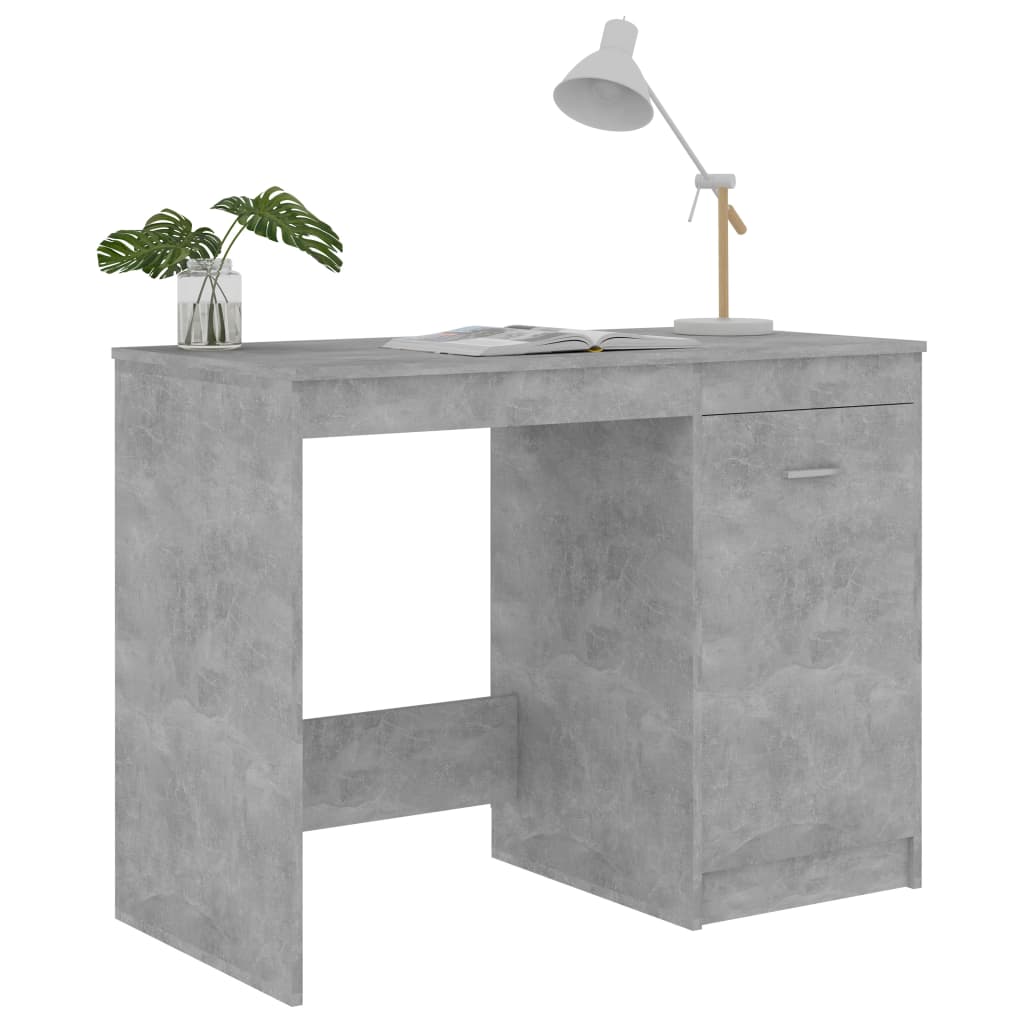 Bureau Béton Gris 100x50x76 cm Bois Contrecollé
