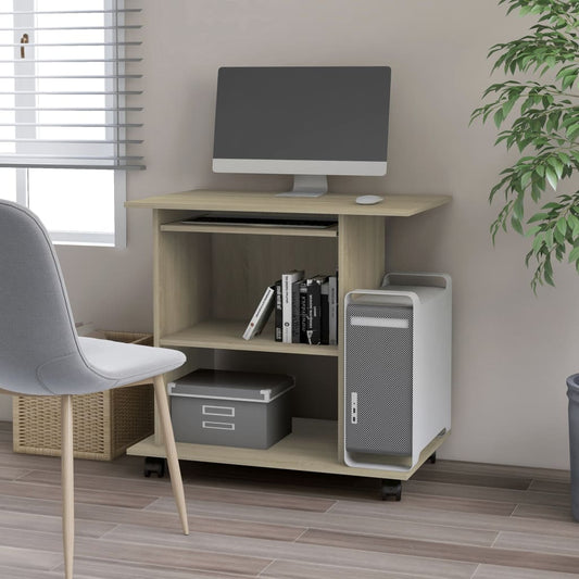 Bureau d'ordinateur en chêne Sonoma 80x50x75 cm Bois composite