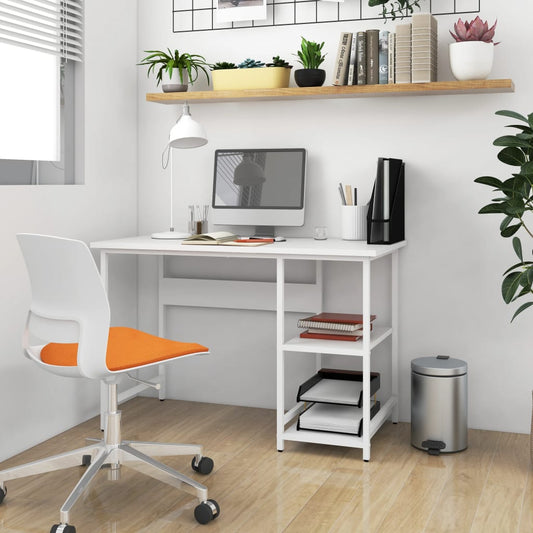 Bureau d'ordinateur blanc 105x55x72 cm MDF et métal