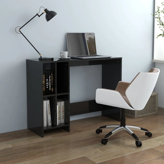 Notebook Desk High Gloss Black 102.5x35x75 cm Engineered Wood