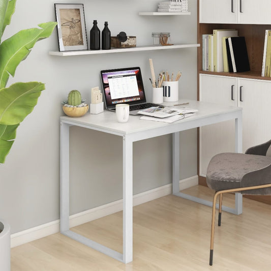 Bureau d'ordinateur blanc 110x60x73 cm Bois composite