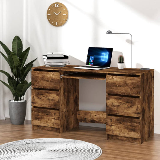 Escritorio Roble Ahumado 140x50x77 cm Madera Ingeniosa