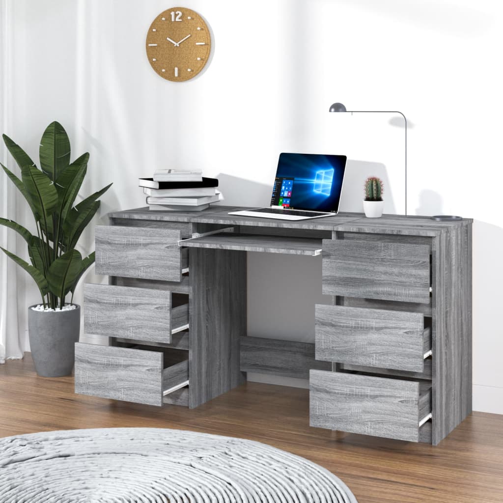 Bureau Gris Sonoma 140x50x77 cm Bois d'ingénierie