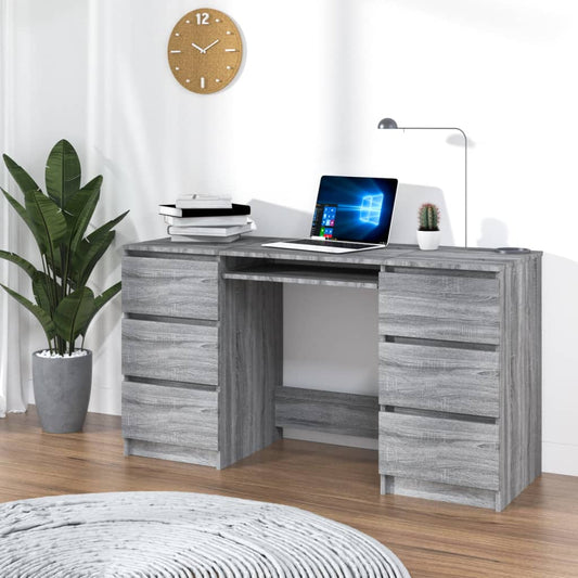 Bureau Gris Sonoma 140x50x77 cm Bois d'ingénierie