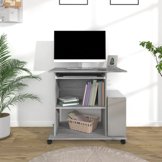 Escritorio de ordenador Sonoma gris 80x50x75 cm madera de ingeniería