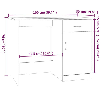 Desk Brown Oak 100x50x76 cm Engineered Wood