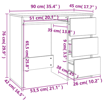 Escritorio Roble Marrón 90x45x76 cm Madera Sintética