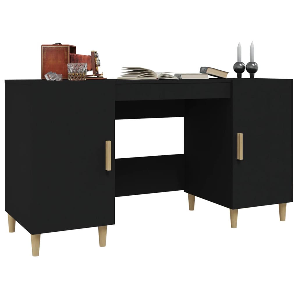 Desk Black 140x50x75 cm Engineered Wood