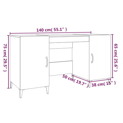 Desk Concrete Grey 140x50x75 cm Engineered Wood