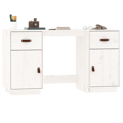 Escritorio con Armarios Blanco 135x50x75 cm Madera Maciza Pino