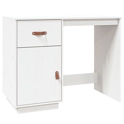 Escritorio con Armarios Blanco 135x50x75 cm Madera Maciza Pino