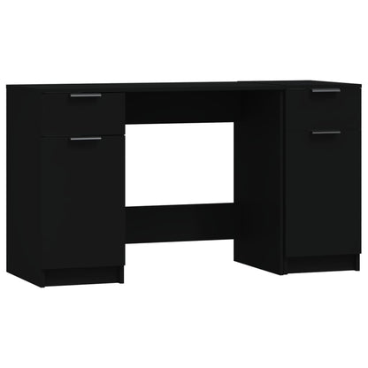 Desk with Side Cabinet Black Engineered Wood