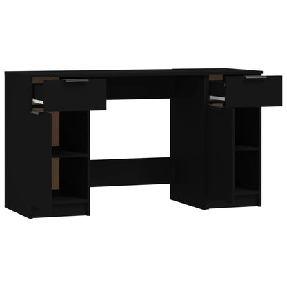 Desk with Side Cabinet Black Engineered Wood