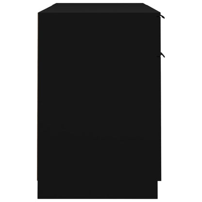 Desk with Side Cabinet Black Engineered Wood