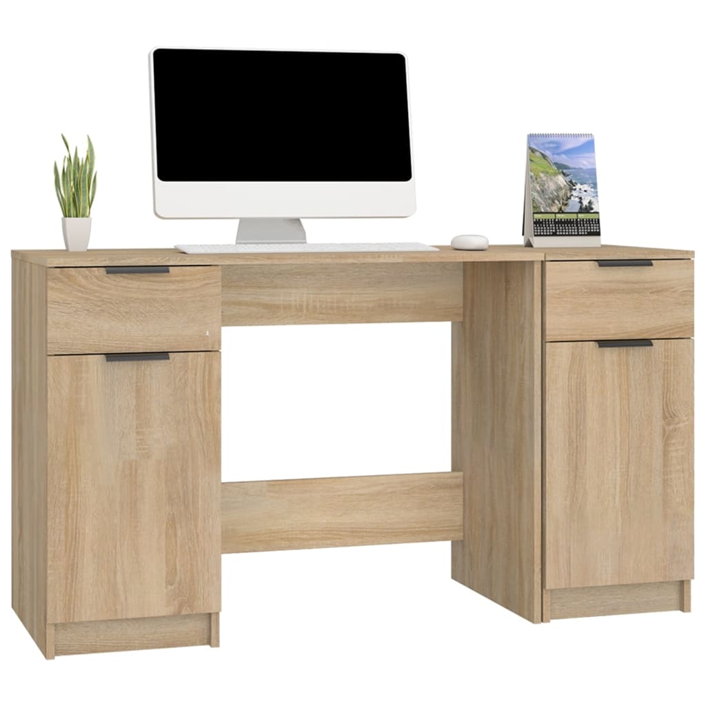 Bureau avec armoire latérale en bois d'ingénierie de chêne de Sonoma