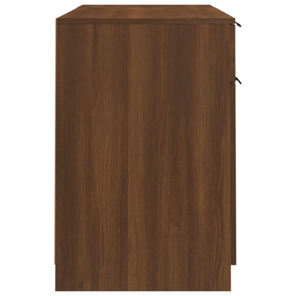 Desk with Side Cabinet Brown Oak Engineered Wood