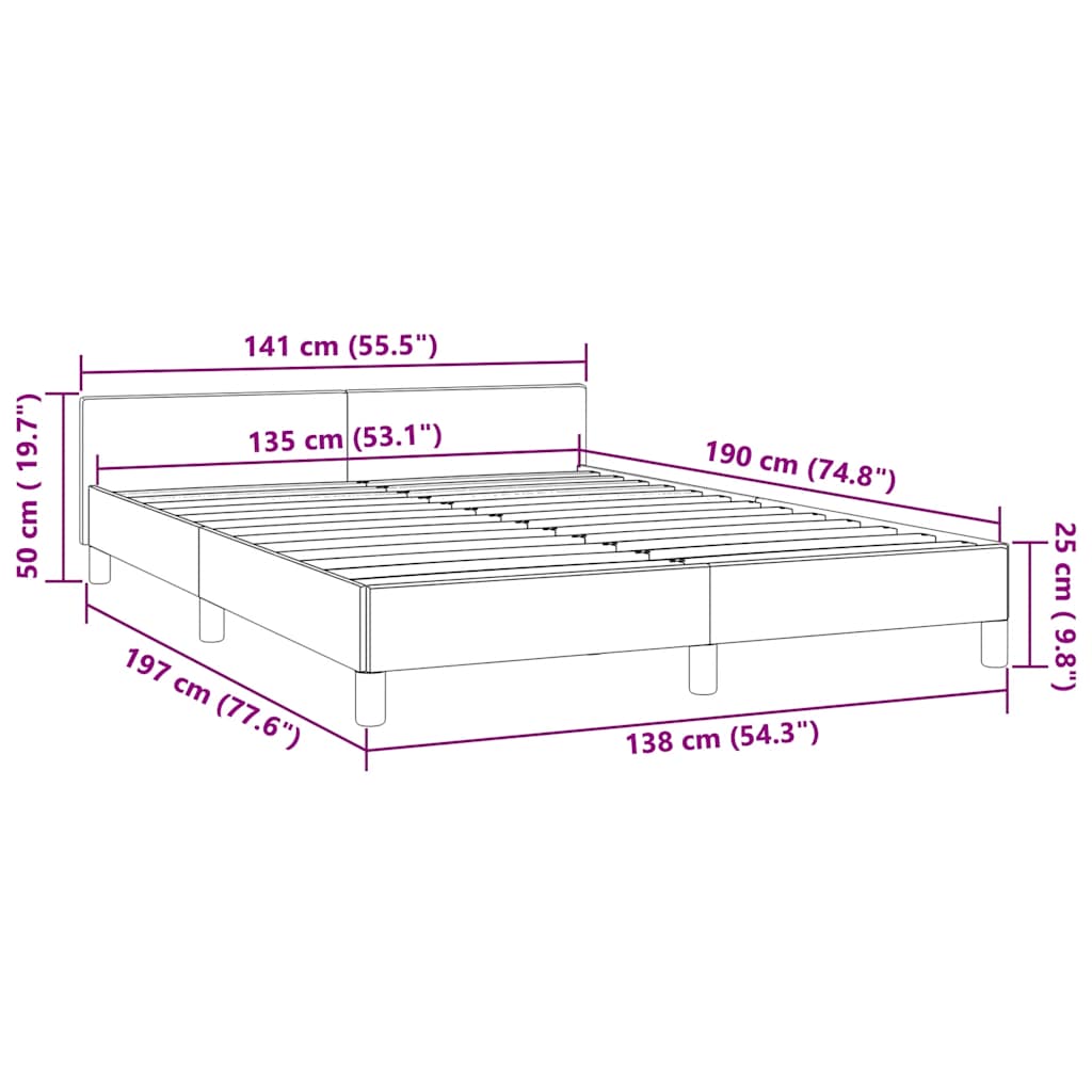 Bed Frame Without Mattress 135X190Cm Double Faux Leather