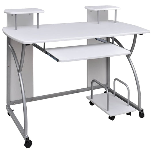 Bureau d'ordinateur Blanc 110x52x88,5 cm Bois composite