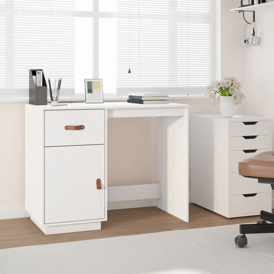 Escritorio Blanco 95x50x75 cm Madera Maciza Pino
