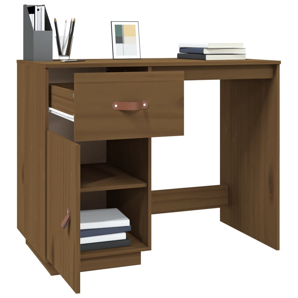 Desk Honey Brown 95x50x75 cm Solid Wood Pine