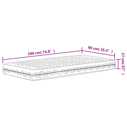 Foam Mattress White 90X190 Cm Hardness H2 H3