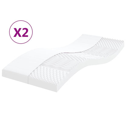 Foam Mattresses 2 Pcs White 90X190 Cm 7-Zone Hardness 20 Ild