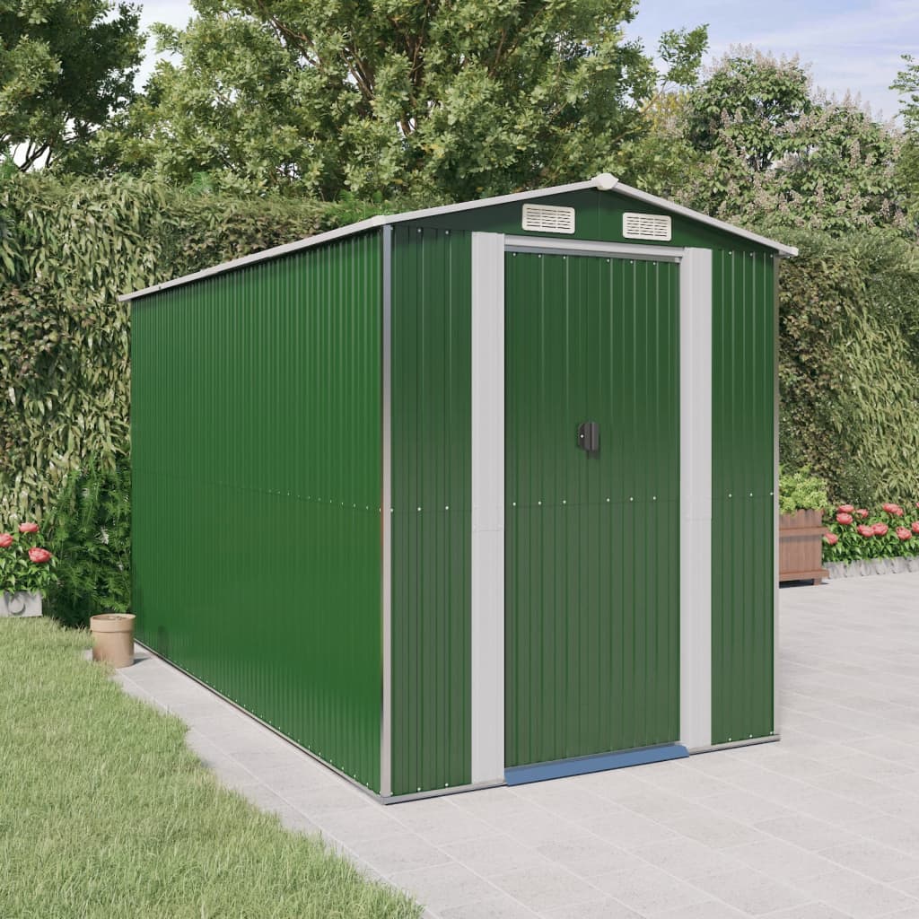 Garden Shed Green Galvanised Steel