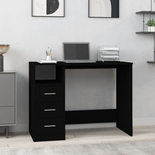 Escritorio con cajones Negro 102x50x76 cm Madera de ingeniería