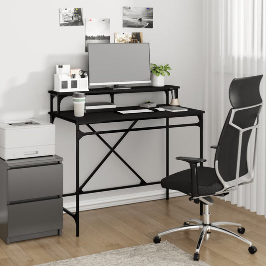 Bureau Noir 100x50x90 cm Bois d'ingénierie et fer