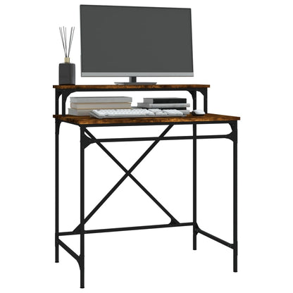 Desk Smoked Oak 80x50x90 cm Engineered Wood and Iron